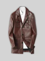 Maroon Mens Leather Dress Coat