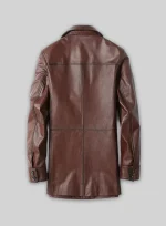 Maroon Mens Leather Dress Coat back side
