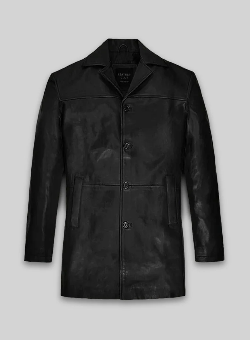 Martin Lawrence Leather Trench Coat front Martin Lawrence Leather Trench Coat