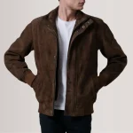 Lester Men's Suede Brown Bomber Jacket