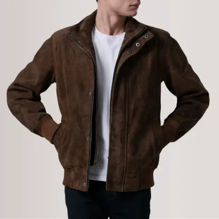 Lester Men's Suede Brown Bomber Jacket