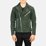 Men's Suede Biker Armand Green Jacket