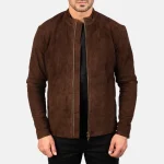 Men's Suede Charcoal Mocha Biker Jacket