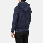 Kenton Hooded Blue Men's Suede Pullover Jacket