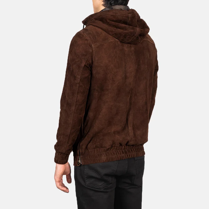 Kenton Hooded Men's Suede Pullover Jacket