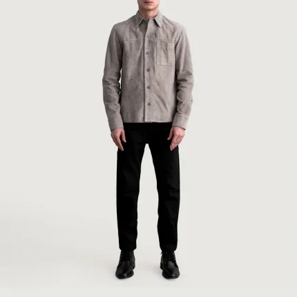 Men's Scout Grey Suede Leather Shirt