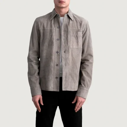 Men's Scout Grey Suede Leather Shirt