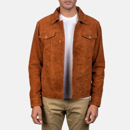 Stallon Brown Trucker Suede Jacket