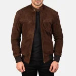 Sven Mocha Suede Men's Bomber Jacket