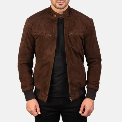 Sven Mocha Suede Men's Bomber Jacket