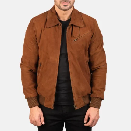 Tomchi Tan Men's Suede Western Leather Jacket