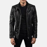 Men's Black Leather Biker Jacket