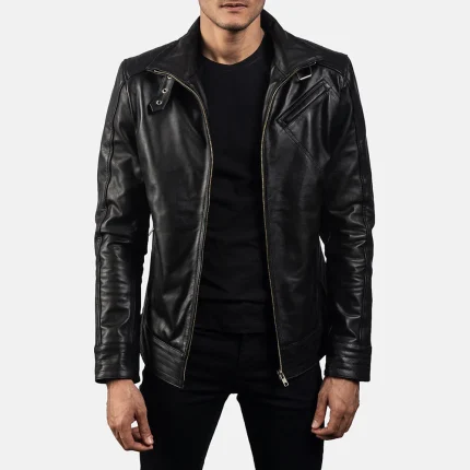 Men's Black Leather Biker Jacket
