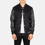 Men's Black Leather Varsity Jacket