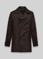 Men's Brown Leather Trench Coat