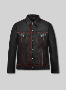 Mens Leather Jackets Red Stripes