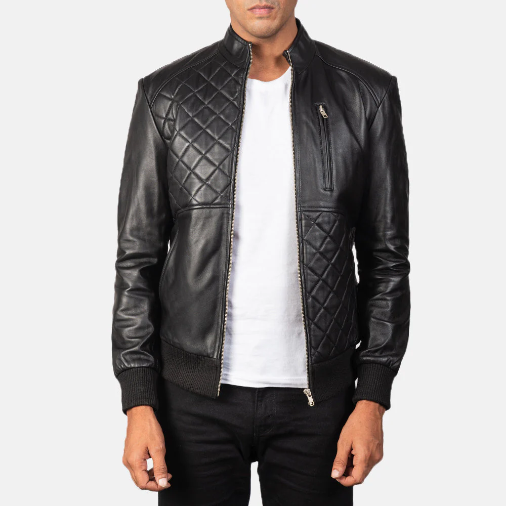 Men's leather aviator bomber jacket