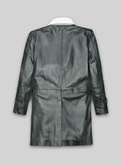 Modern Gray Leather Coat Collection back side