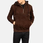 Kenton Hooded Men's Suede Pullover Jacket