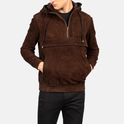 Kenton Hooded Men's Suede Pullover Jacket