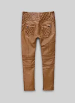 Real Leather Pants Tan Shade back side