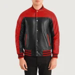 Red Leather Varsity Jacket Men's