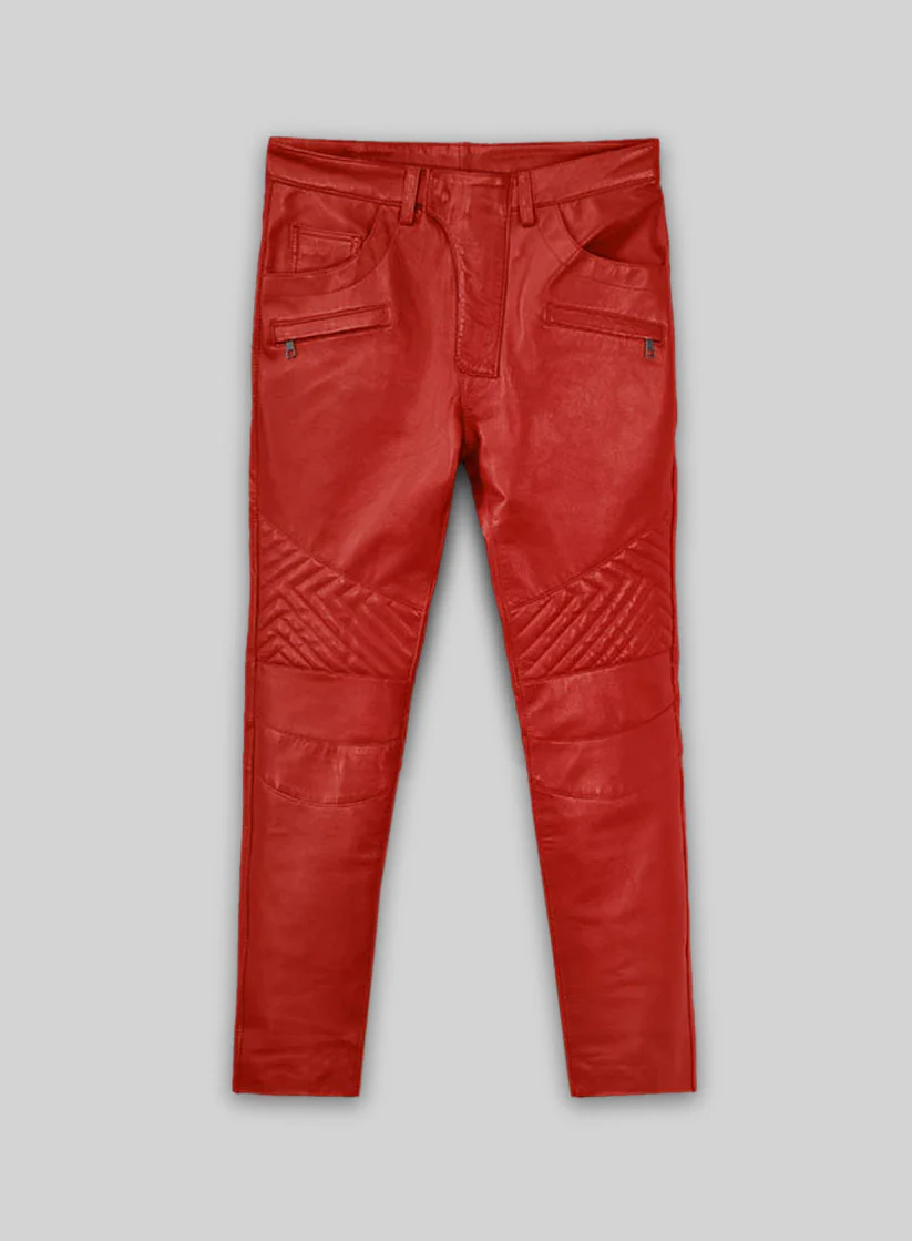 Red Men Leather Pants Joggers Red Men Leather Pants Joggers