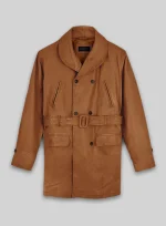 Rich Brown Mens Leather Coat back side