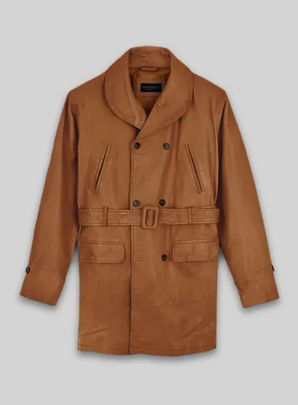 Rich Brown Mens Leather Coat back side