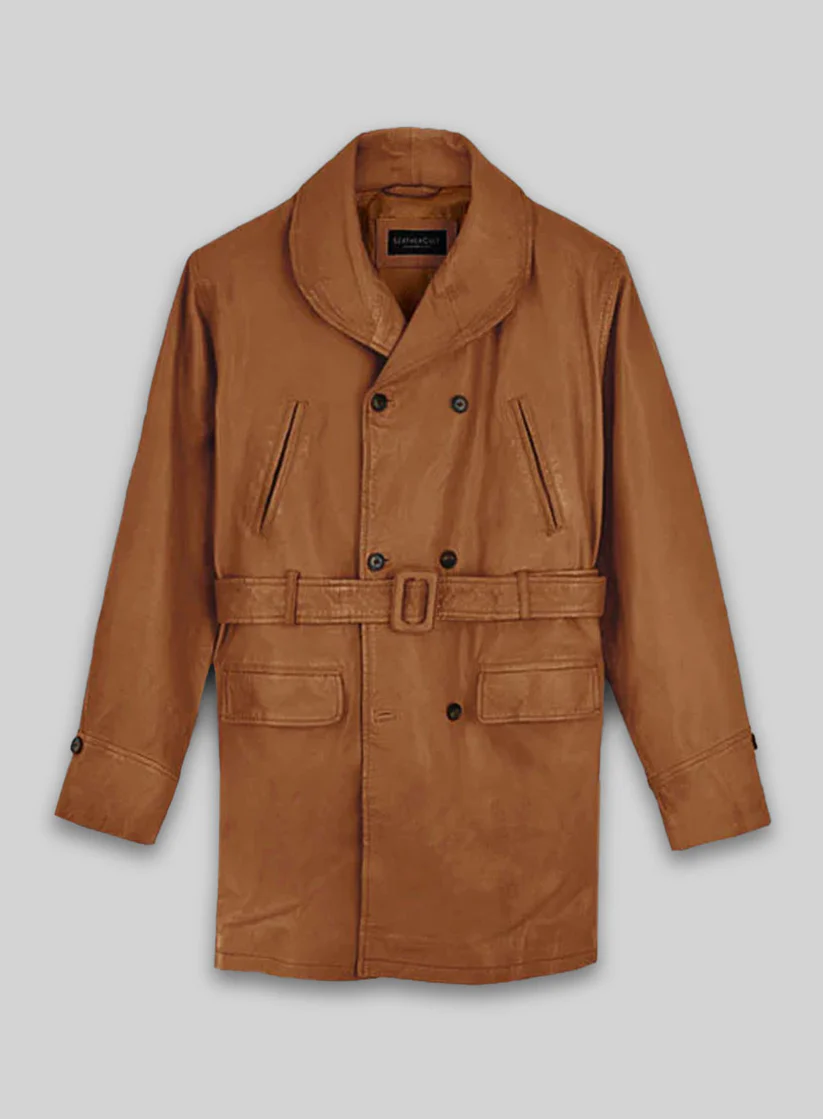 Rich Brown Mens Leather Coat Rich Brown Mens Leather Coat back side