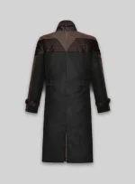 Select Mens Leather Trench Coat back side