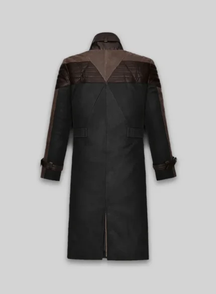 Select Mens Leather Trench Coat back side