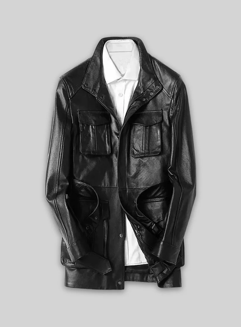 Sheriff Leather Trench Coat front