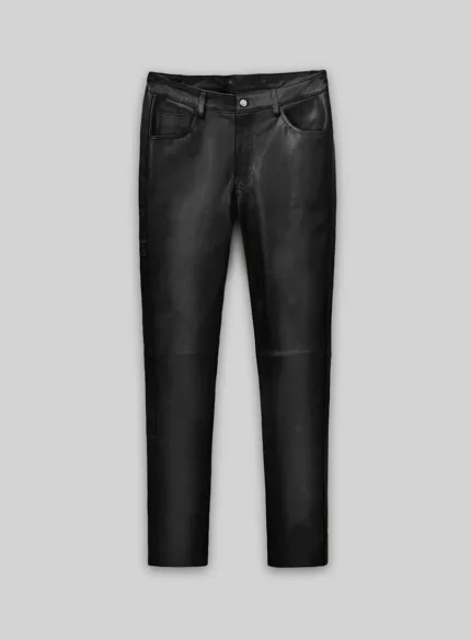 black leather trousers mens