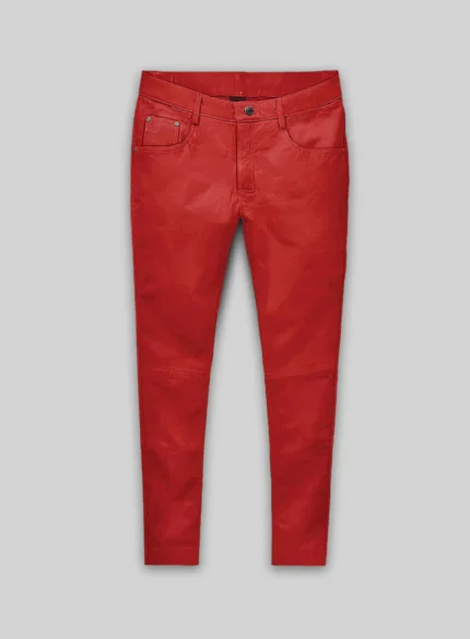 Spirited Red Men Leather Pants