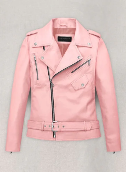 Stylish Pink Women Leather Jackets
