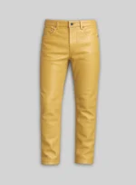 Stylish Yellow Men Leather Pants
