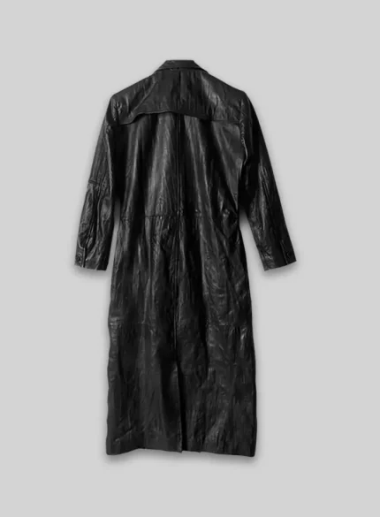 Trend Mens Leather Trench Coat back side