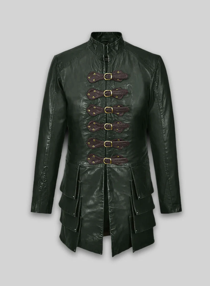 Unique Green Men's Leather Coat Unique Green Men's Leather Coat