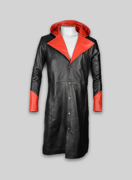 Urban Black Leather Trench Coat