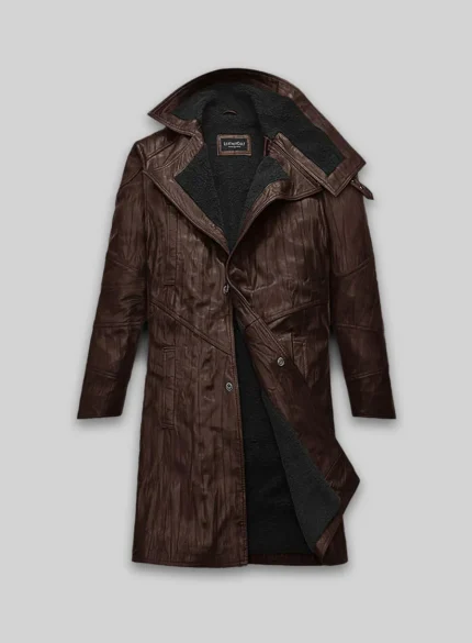 Vintage Brown Leather Mens Coat