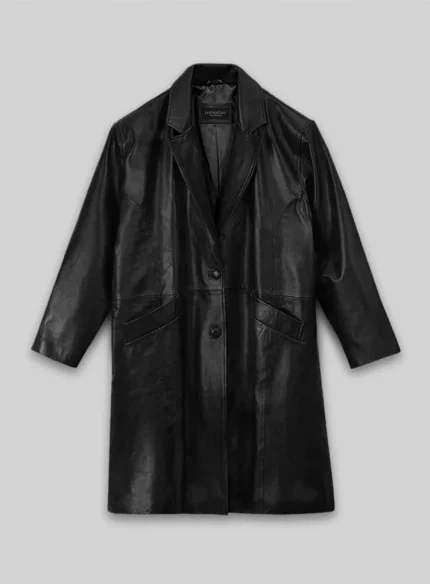 Women Leather Long Coat Classic