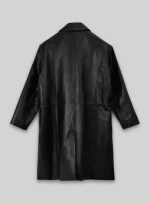 Women Leather Long Coat Classic back side