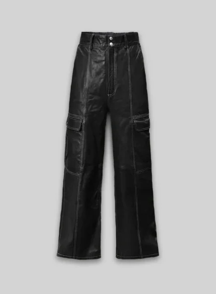 Women Leather Slacks Cargo Style