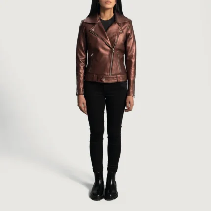 Brown Biker Jackets for Womens full view