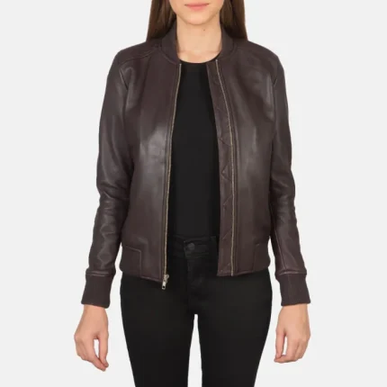 Maroon Bomber Womens Leather Jackets
