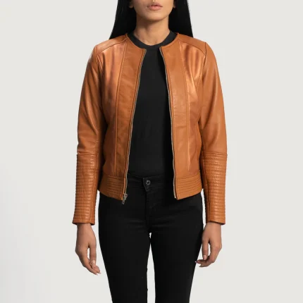 Mustard Leather Biker Jacket