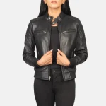 Women Black Bomber Jacket