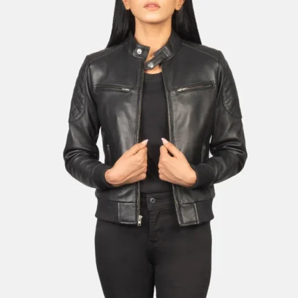 Women Black Bomber Jacket
