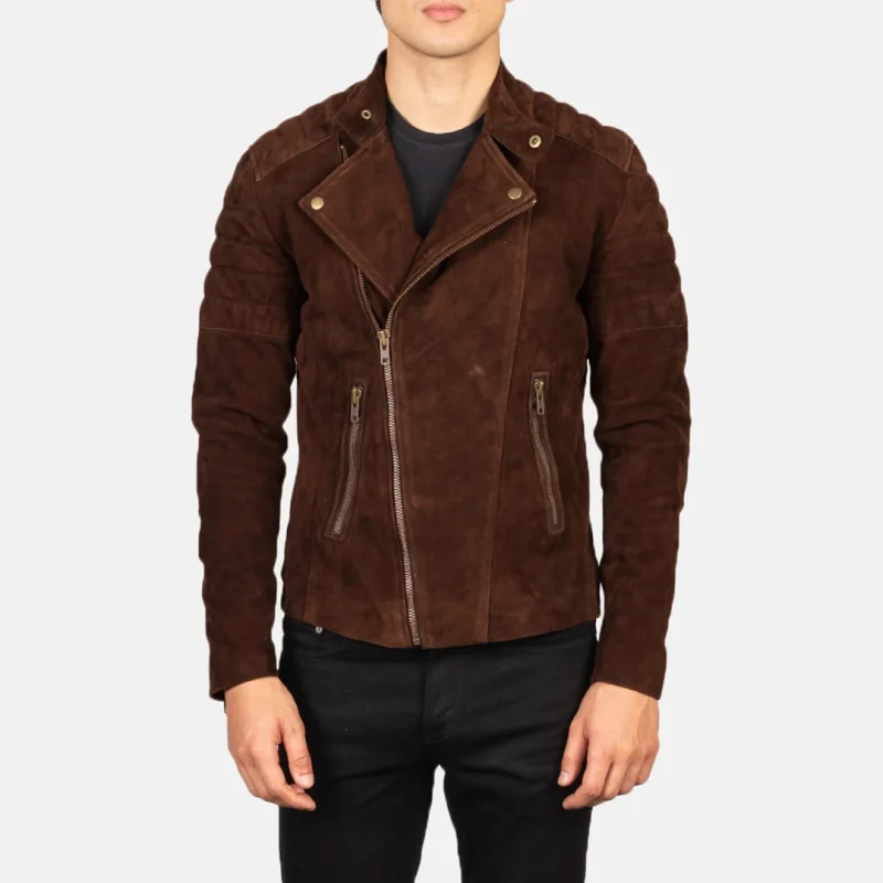 Faux Suede Leather Biker Jacket Men’s